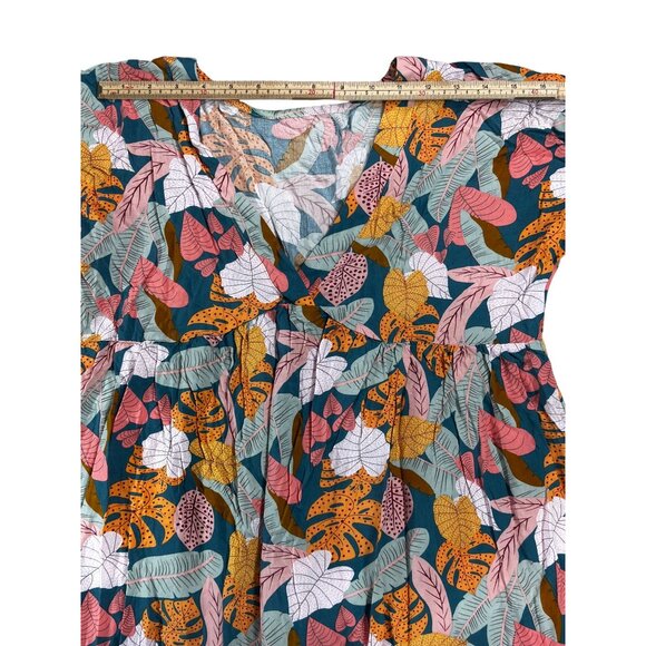 Vibrant Floral Print V-Neck Dress By Cupshe Size M - Picture 9 of 11